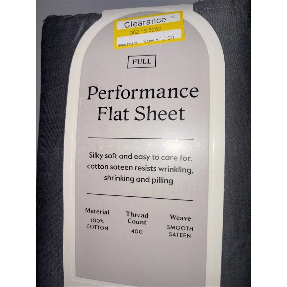 Full 400 Thread Count Performance Flat Sheet Dark Gray - Threshold: Cotton